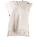 distressed v-neck knitted vest