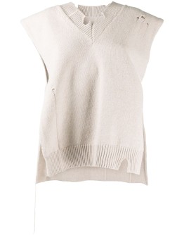 distressed v-neck knitted vest