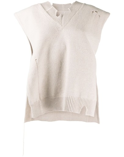 distressed v-neck knitted vest
