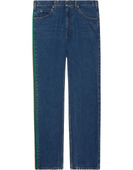 side-stripe straight-leg jeans