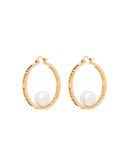 faux-pearl hoop earrings