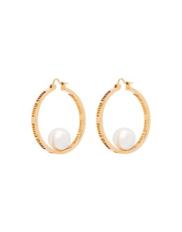 faux-pearl hoop earrings