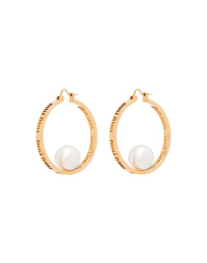 faux-pearl hoop earrings