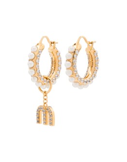 faux pearl hoop earrings