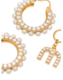 faux pearl hoop earrings
