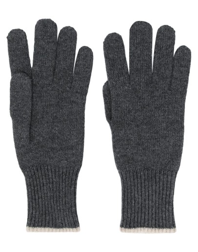 contrast-trimmed cashmere gloves