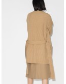 belted rib-knit long cardigan