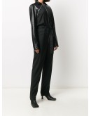 detachable-sleeve leather jumpsuit