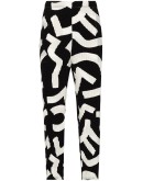 patterned plissé cropped trousers