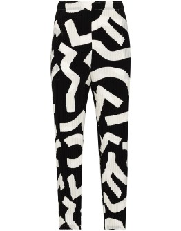 patterned plissé cropped trousers