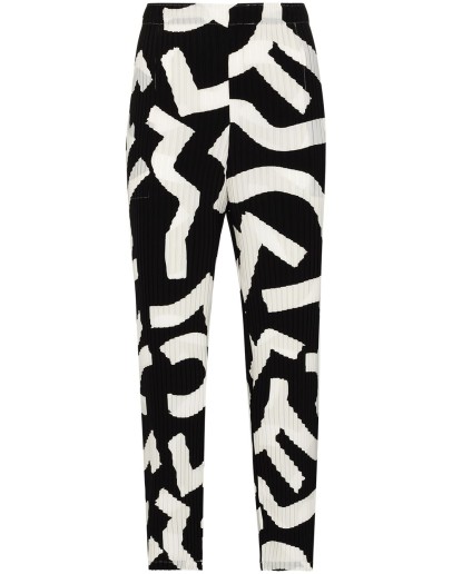 patterned plissé cropped trousers