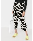 patterned plissé cropped trousers