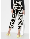 patterned plissé cropped trousers
