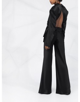 XLong wide satin trousers