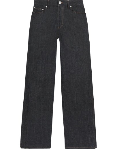 Denim baggy pants with slits