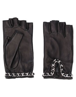 chain embellished fingerless gloves
