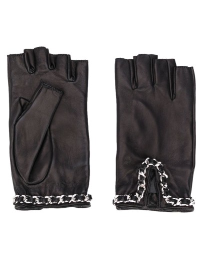 chain embellished fingerless gloves