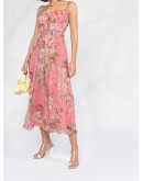 floral print  ruffle trim jumpsuit