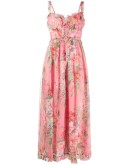 floral print  ruffle trim jumpsuit