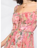 floral print  ruffle trim jumpsuit