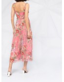 floral print  ruffle trim jumpsuit