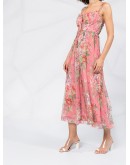 floral print  ruffle trim jumpsuit