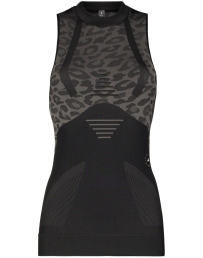 leopard-print seamless workout tank top