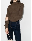 ribbed-knit puff-sleeve jumper