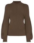 ribbed-knit puff-sleeve jumper