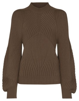 ribbed-knit puff-sleeve jumper