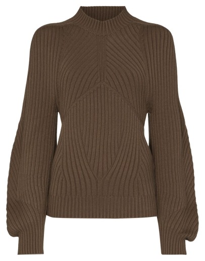 ribbed-knit puff-sleeve jumper