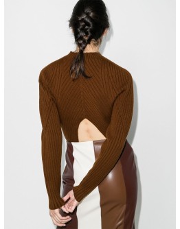 mock neck cutout back jumper