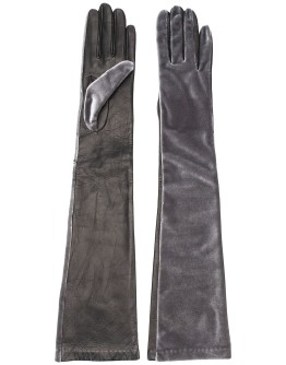 contrast panel long gloves
