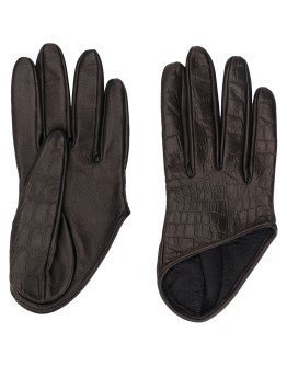 asymmetric hem embossed style gloves