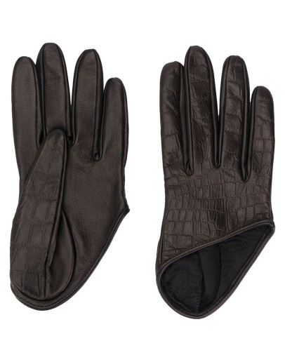 asymmetric hem embossed style gloves