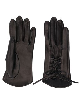 textured lace-up panel gloves