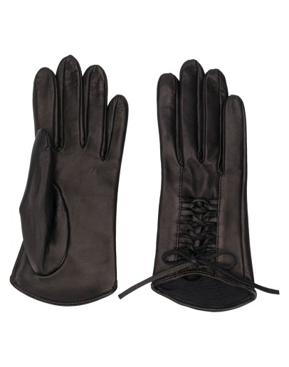 textured lace-up panel gloves