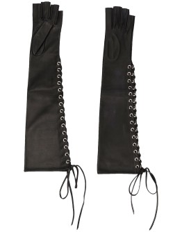 lace-up side fingerless gloves