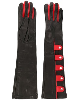two-tone snap button gloves