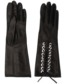 lace-up panel eyelet detail gloves