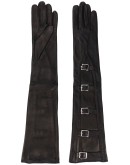 textured buckled gloves