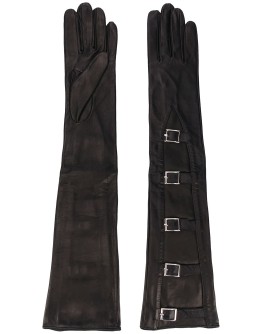textured buckled gloves