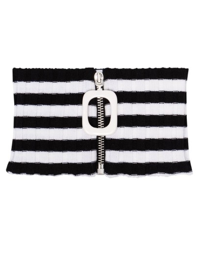 striped rib-knit neckband
