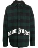 logo hooded plaid overshirt