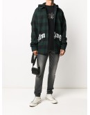 logo hooded plaid overshirt