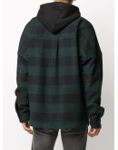 logo hooded plaid overshirt