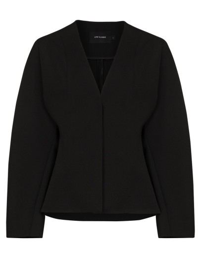 collarless single-breasted jacket
