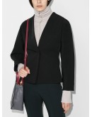 collarless single-breasted jacket