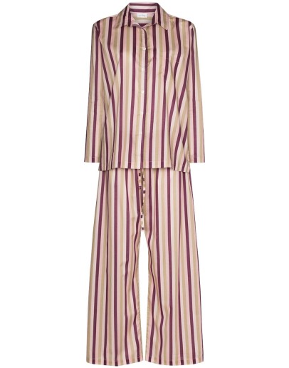 stripe-pattern two-piece pajama set