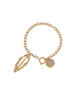 crystal-embellished leaf pendant bracelet